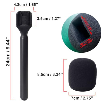Mic Holder for DJI Mic 1/2, Interview Microphone Handle for Rode Wireless GO I/II/ME/Pro, Wireless Lavalier Microphone Handheld Adapter Mount with Foam Cover for Hollyland Lark M1