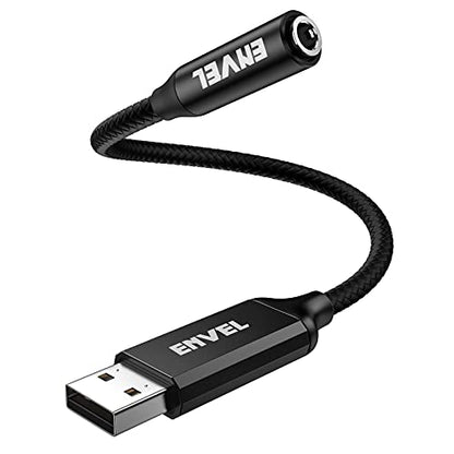 3.5mm Female to USB Male Adapter, Built-in Chip Aux to USB Sound Card | External Stereo Sound Card for PS4/PS5/PC/Laptop, Headphone Adapter with Built-in Chip TRRS 4-Pole Mic-Supported - color: Senior Black