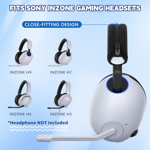 Likesing Headphone Headband Cover, INZONE H9 Headphone Band Cushion Compatible with S0ny INZ0NE H3/ H5/ H7/ H9 Headphones, Thicker Sports Fabric Replacement Headband Cover Protector Pad (Black)