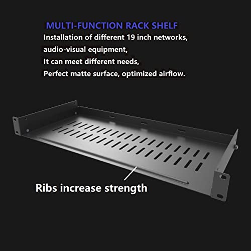 1U ented Rack Shelf Universal Rack Tray No Lip 8" Deep | for 19 Inches Network Cabinet or Server Rack, Disassembled (8 Inches Deep) - size: 8 Inches Deep