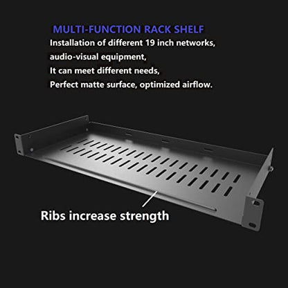 1U ented Rack Shelf Universal Rack Tray No Lip 8" Deep | for 19 Inches Network Cabinet or Server Rack, Disassembled (8 Inches Deep) - size: 8 Inches Deep