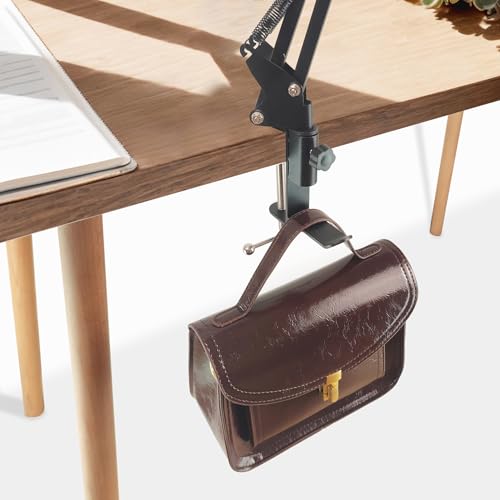 Table Clamp Mount for Microphone stand, Microphone Clamps for Desk with Headphone Hanger, Metal Desk Clamp for Microphone suitable for swing arm phone stand, Table Mounting Clamp hang hat Handbag