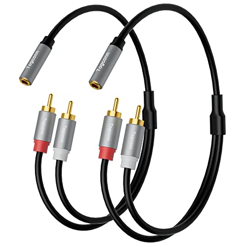 3.5mm to 2 RCA Cable (2 Pack), [24k Gold Plated] Stereo RCA Y Splitter 3.5mm Female to 2RCA Male Stereo Audio Adapter, for TV, Smartphones, MP3, Tablets, Speakers (10 Inch/25CM) - color: 3.5mm TRS Female to 2RCA Male, size: 0.6 Feet (2 Pack)