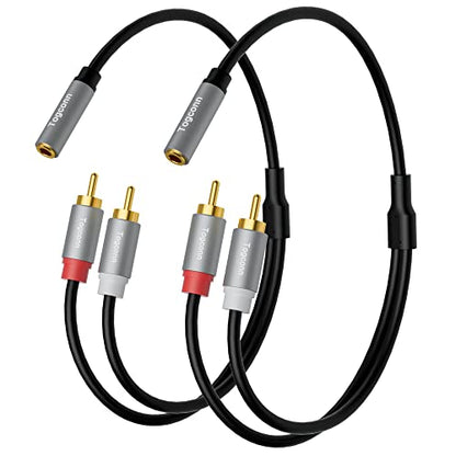 3.5mm to 2 RCA Cable (2 Pack), [24k Gold Plated] Stereo RCA Y Splitter 3.5mm Female to 2RCA Male Stereo Audio Adapter, for TV, Smartphones, MP3, Tablets, Speakers (10 Inch/25CM) - color: 3.5mm TRS Female to 2RCA Male, size: 0.6 Feet (2 Pack)