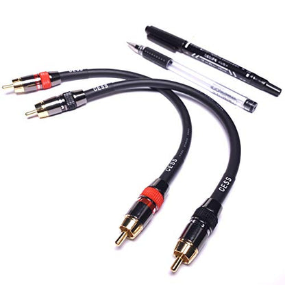 CNCESS CESS-163-8i Low Noise 12 Gauge Premium RCA Audio Line Patch Cable (8 Inches) - size: 8 inches