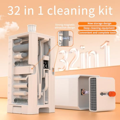 Phone Cleaning Kit Laptop Cleaner,Keyboard Cleaning Kit for Computer PC MacBook,32-in-1 Multi-Functional Electronics Cleaning Brush Tool for AirPod iPad iPhone Pro TV Screen Earbuds Camera Monitor