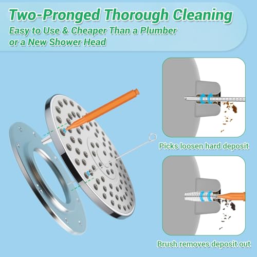 MAPVOLUT 70-in-1 Shower Head Cleaner Kit - 50 Micro Brushes + 20 Steel Picks for Clogged Nozzles, Stanley Cups, 3D Printers, Faucets -Each Tools Storage Case, Tiny Hole Unclogging Tool - color: Pink+white+orange+green+blue