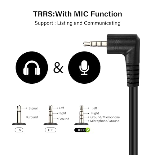 2.5mm Audio Aux Cable，90 Degree 2.5mm TRRS Male to 2.5mm TRRS Male Double Angled Stereo Headset Headphone Jack Connector Cable（0.3M）