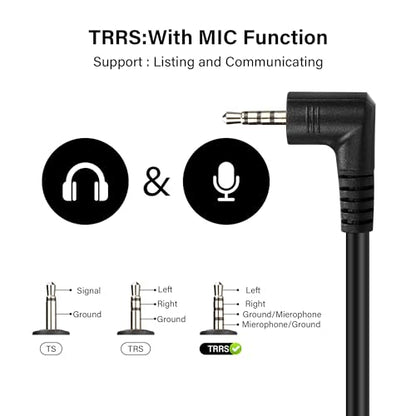 2.5mm Audio Aux Cable，90 Degree 2.5mm TRRS Male to 2.5mm TRRS Male Double Angled Stereo Headset Headphone Jack Connector Cable（0.3M）
