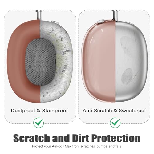 4 in 1 Set Case for AirPods Max Headphones, Anti-Scratch Sweat-Proof Ear Pad Covers/Ear Cups Cover/Headband Covers Protector for Apple AirPods Max 2024 USB-C /2020 Lightning (Dune Brown) - color: D-Dune Brown