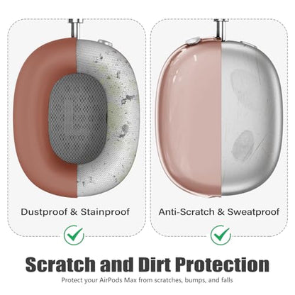4 in 1 Set Case for AirPods Max Headphones, Anti-Scratch Sweat-Proof Ear Pad Covers/Ear Cups Cover/Headband Covers Protector for Apple AirPods Max 2024 USB-C /2020 Lightning (Dune Brown) - color: D-Dune Brown