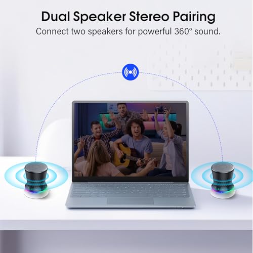 Rotary Bluetooth Shower Speaker with RGB Lights, IPX5 Waterproof Portable Speaker with Suction Cup, Deep Bass Mini Bluetooth 5.3 Speaker with Built-in Mic, 8H Playtime for Bathroom, Pool & Travel - color: Black