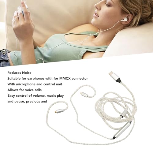 MMCX Cable for SE215 SE315 Sound Quality Earphone Upgrade Cable with Inline Volume Control Flexible Audio Cable for Musicians