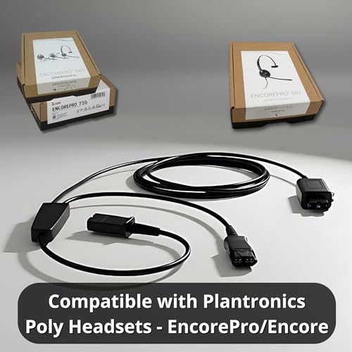 Plantronics Style Poly Headset Splitter and Telephone Audio Cable-Supervisor Agent Training Y-Cord with Mute Button -Compatible with EncorePro, Encore, HW Series for Call Center, Office Training