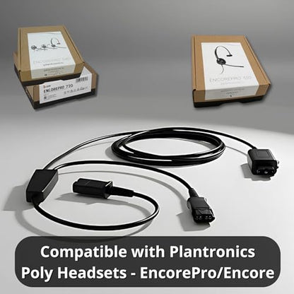 Plantronics Style Poly Headset Splitter and Telephone Audio Cable-Supervisor Agent Training Y-Cord with Mute Button -Compatible with EncorePro, Encore, HW Series for Call Center, Office Training