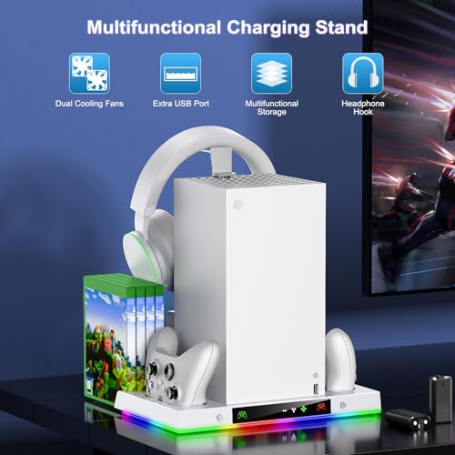 LED Cooling Stand & Charging Station for Xbox Series X, Snow White - color: Snow White