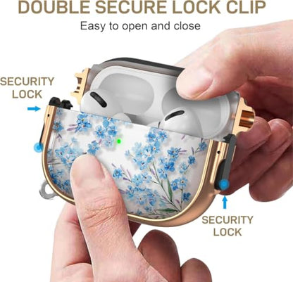 for AirPods Pro 2/1 Case Cover with Lock, Magsafe Compatible,Blue - color: Blue, size: AirPods Pro 2/1 Case (2019/2022/2023)