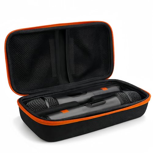 Musiin Microphone Carrying Case, Wireless Dual Microphone Case, Portable Handheld Mic Bag Fits Receiver, Adapter and AA Batteries for Travel, Shows or Karaoke