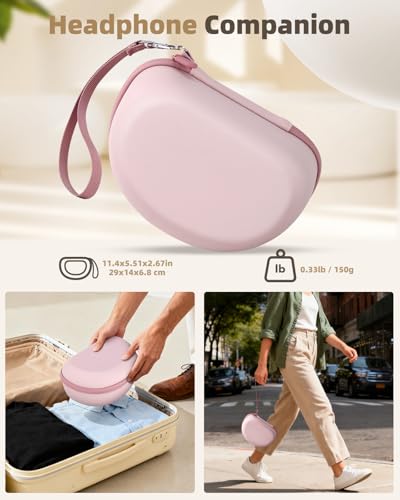 Hard Case for Beats Solo 4/Solo 3/Studio Pro/Studio3 On-Ear Headphones | Universal Portable Travel Organizer Bag, with Honeycomb Lid Protection - color: Pink