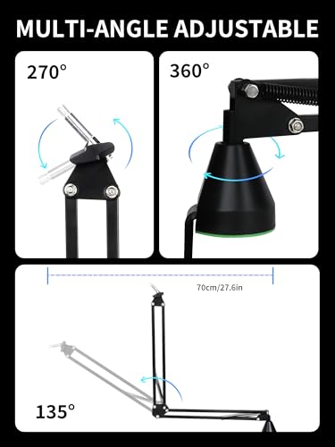 Low Profile Mic Boom Arm - YOUSHARES Boom Arm for Blue Yeti Fifine AM8 K688 QuadCast SoloCast AT2020, Adjustable Low Profile Microphone Arm for Podcast Streaming Gaming Studio