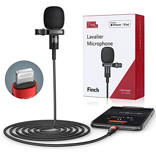 PIXEL Microphone for iPhone iPad(Apple MFi-Certified) from Mic for iPhone Live Streaming Vlogging | External Microphone for iPhone Video Recording, Compatible with Apple Lightning Devices (5ft) - size: 1.5m