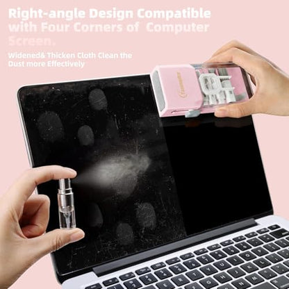 Keyboard Cleaning Kit, All-in-One Laptop & Computer Screen Cleaner, Pink | Multi-function Electronic Cleaner, Soft Bristle Brush, Computer Screen-safe Spray, Compact, for MacBook, iPad, iPhone, earbud - color: Light Pink