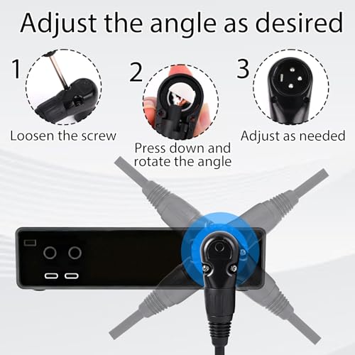 2pcs Right Angle XLR Cable, Adjustable-Angle Male to Straight Female 90 Degree XLR Adapter Connector for Sound Equipment Mixers recorders Accessories(Black, 1ft/30cm)