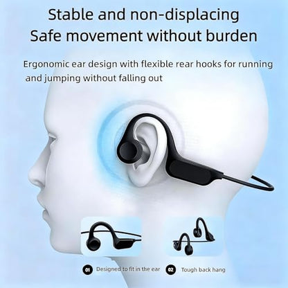 2026 Upgrade Bone Conduction Headphones-SwimBeats, IP68 Waterproof Swimming Headphones| 32GB Storage| BT 6.0| 28g Lightweight| 8H Battery, Open-Ear Headphones for Swimming, Running, Cycling(Black) - color: Black