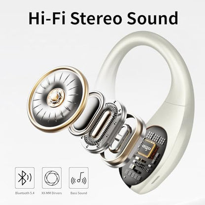 Wireless Earbuds Bluetooth Headphones,Lightweight Earbuds with Ear Hooks,Bluetooth5.4 Wireless Earphones,25H Playtime, IPX4 Waterproof Running Headphones for Gym(Naked White) - color: naked white