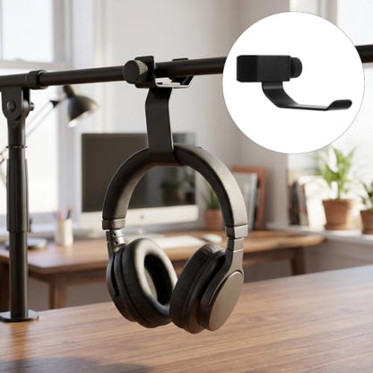 Clamp-on Headphone Hanger for Mic Stands and Music Stands with Space-saving Storage, Secure Installation, and Sturdy Iron and Plastic Construction for Musicians and Students