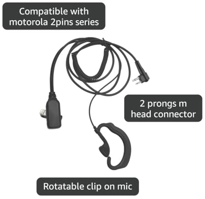 G Shape 2 Prong Earpiece Cp200 Walkie Talkie Headset with Mic 2 Pin Radio Ear Piece for Motorola rdm2070d walkie Talkie gp2000 xu1100 pro1150 mu12 Radio rdu4100 cls1110 mag one bpr40 cls1410