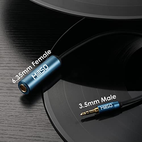 1/4 to 3.5mm Headphone Adapter, TRS 6.35mm Female to 3.5mm Male 1/8 to 1/4 Stereo Audio Adapter for Amplifiers, Guitar, Piano, Home Theater Devices to Phone, Laptop, Headphones - 12inch/30cm - color: Blue, size: 1 FT