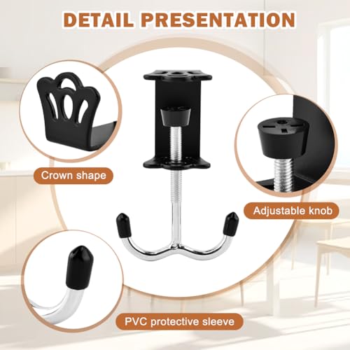 3 Pack Adjustable Desk Hook, Under Desk Handbag Hanger Purse Hook
