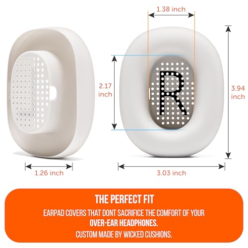 WC SweatZ Max - Patented Silicone Sweat Covers for AirPods Max 1 | Made by Wicked Cushions | (Does Not Fit AirPods Max 2). Sweatproof, Full Earpad Protection | Beige - color: Beige