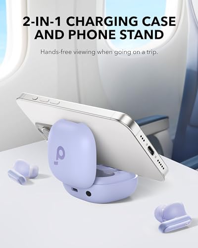 Soundcore P40i by Anker Noise Cancelling Earbuds with Adaptive ANC | Heavy Bass, 60H Playtime, 2-in-1 Case and Phone Stand, IPX5, Wireless Charging, Bluetooth 5.3 - color: Purple