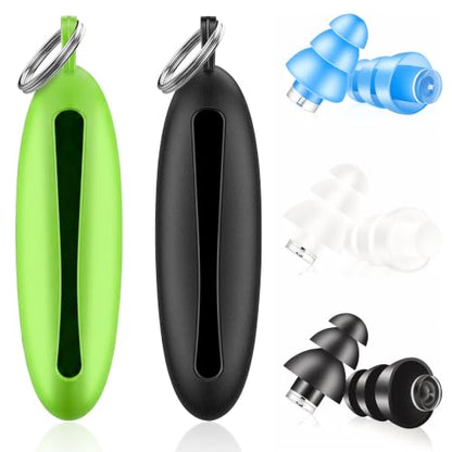 Ear Plugs for Sleeping Noise Cancelling Reusable Comfortable Silicone Earplugs,3 Pairs High Fidelity Concert Earplugs Noise Reduction Earplugs for Music Festivals, DJs, Musicians with 2 Travel Covers