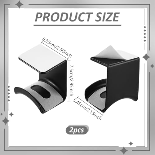 AHANDMAKER 2 Pack Headphone Stand for Desk Headphone Holder with Adhesive Gaming Headphones Hanger Under Desk Shelf Mounting Hooks for Bedroom Gaming Setup Organization, Black - color: Black