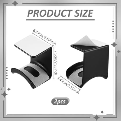 AHANDMAKER 2 Pack Headphone Stand for Desk Headphone Holder with Adhesive Gaming Headphones Hanger Under Desk Shelf Mounting Hooks for Bedroom Gaming Setup Organization, Black - color: Black