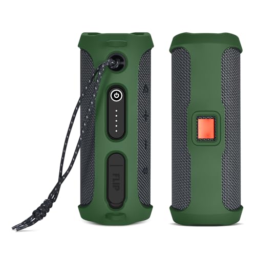Silicone Protective Cover Frame Case Skin for JBL FLIP Essential 2 Bluetooth Speaker Shell Sleeve Hand Bag Shoulder Case Box Accessories - color: Green