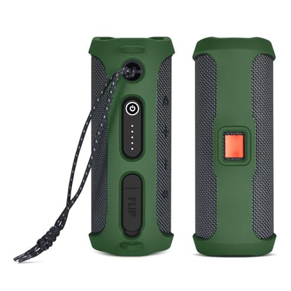 Silicone Protective Cover Frame Case Skin for JBL FLIP Essential 2 Bluetooth Speaker Shell Sleeve Hand Bag Shoulder Case Box Accessories - color: Green