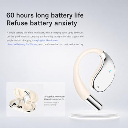 Wireless Headset Wireless Headphones Handsfree Call Wireless Earpiece Noise Cancellation Earbud Earphones Mic Compatible with Cell Phones Car Driver Trucker Business Office (Warm White with box) - color: Warm White with box