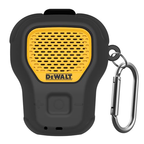 DEWALT 웨어러블 블루투스 스피커 케이스 커버용 실리콘 케이스, 소형 경량 긁힘 방지 휴대용 스피커 디월트 케이스, 카라비너 액세서리 세트 포함 (블랙) - color: 블랙.