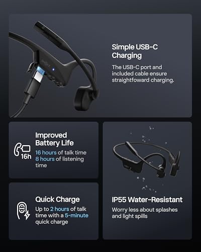 SHOKZ OpenComm2 UC Open-Ear Headset, USB-A Dongle, Noise-Canceling Mic - style: OpenComm2UC (USB-A)