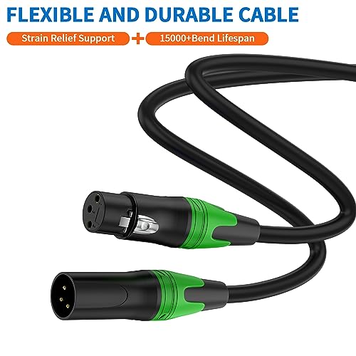 LanSenSu XLR Microphone Cable 50 ft 2 Pack, Gold-Plated 3-Pin Speaker Cable Male to Female Balanced Mic Cable - size: 50ft-2pack
