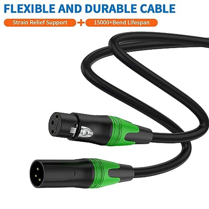 LanSenSu XLR Microphone Cable 50 ft 2 Pack, Gold-Plated 3-Pin Speaker Cable Male to Female Balanced Mic Cable - size: 50ft-2pack
