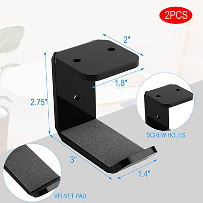 Cosmos 2 Pcs Headphone Hanger Mount Under-Desk Headset Hanger Hook Earphone Holder Wall Mount Hooks with Adhesive Tape & Screw Set Compatible with PC Gaming DJ Headset, Acrylic (Solid Black) - color: Solid Black