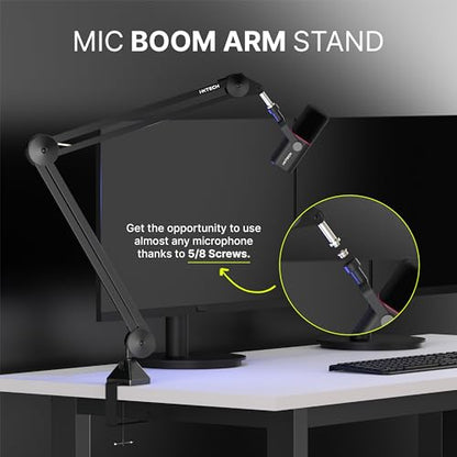 Microphone Boom Arm Stand, Heavy Duty Adjustable Mic Stand with Cable Ties, Desk Mount Arm Stand for Gaming Streaming Podcasting. - color: MI06 LARGE