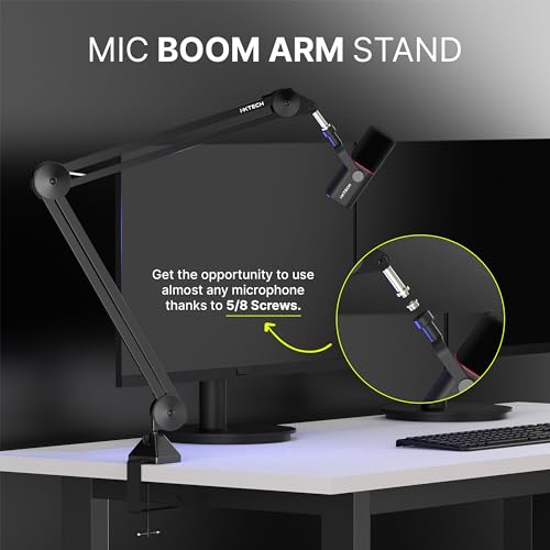 Microphone Boom Arm Stand, Heavy Duty Adjustable Mic Stand with Cable Ties, Desk Mount Arm Stand for Gaming Streaming Podcasting. - color: MI06 LARGE