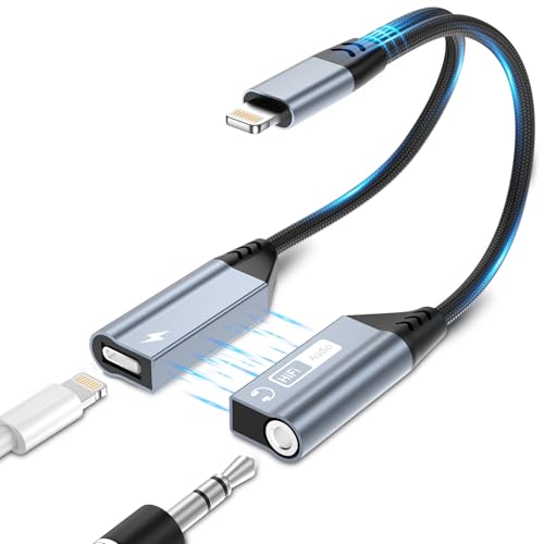 Magnetic Lightning to 3.5mm Headphone Jack Adapter,[Apple MFi Certified] 2 in 1 iPhone Headphone Adapter Aux Audio and Charger Adapter,iPad Headphone Adapter Charging Cable Splitter for iPhone 14 13 - color: Blue