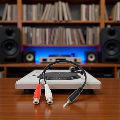 Black 3.5 mm to Dual RCA Audio Cable 1x Male to 2X RCA Female 1/8 Stereo Mini Jack Adapter Audio Plated Copper Shell Stereo Audio Adapter Cable, RCA Cables